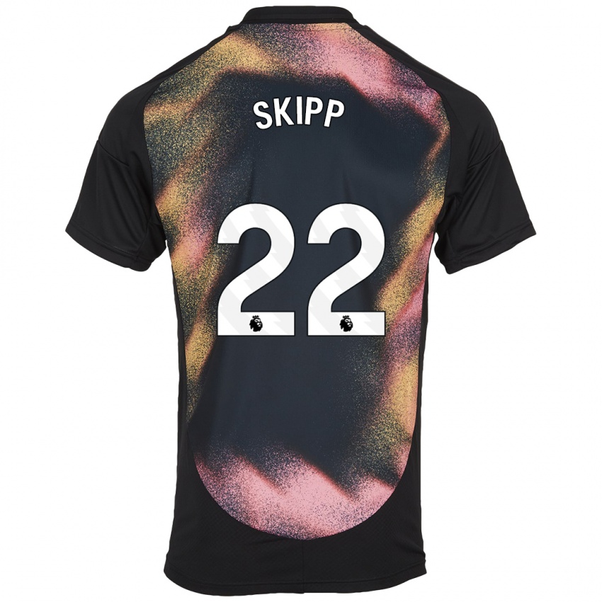 Niño Camiseta Oliver Skipp #22 Negro Blanco 2ª Equipación 2024/25 La Camisa Chile