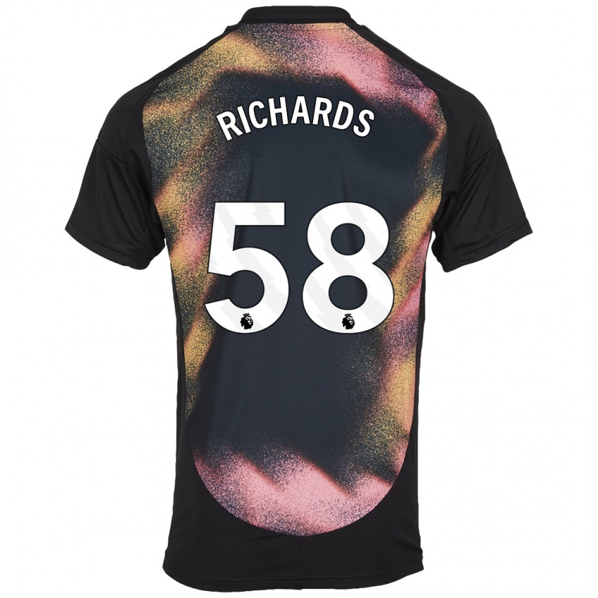 Niño Camiseta Amani Richards #58 Negro Blanco 2ª Equipación 2024/25 La Camisa Chile