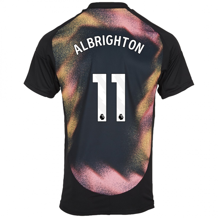 Niño Camiseta Marc Albrighton #11 Negro Blanco 2ª Equipación 2024/25 La Camisa Chile