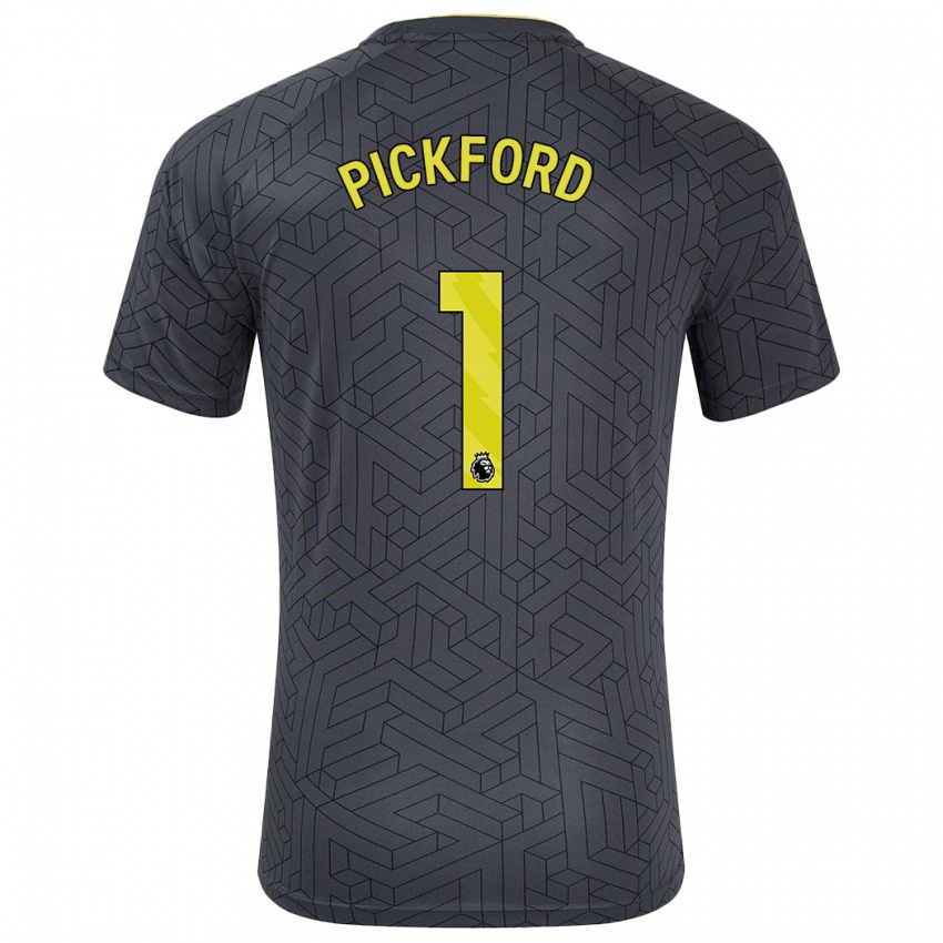 Niño Camiseta Pickford #1 Negro Amarillo 2ª Equipación 2024/25 La Camisa Chile