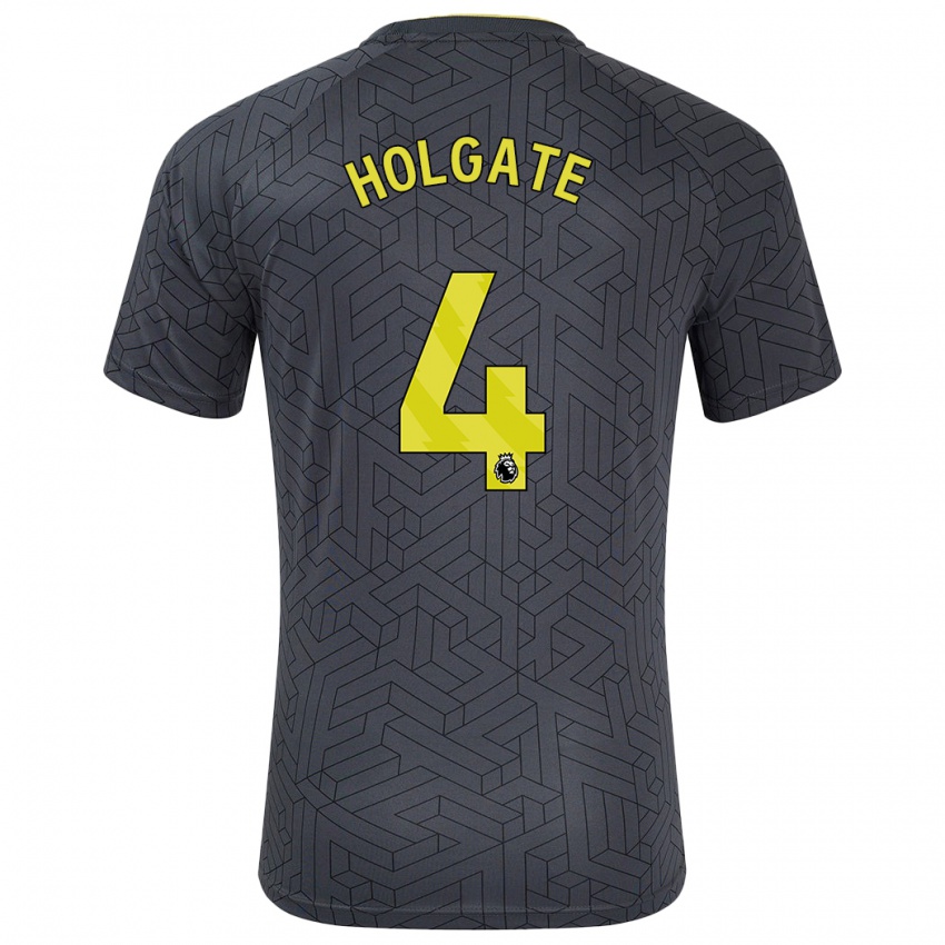 Niño Camiseta Mason Holgate #4 Negro Amarillo 2ª Equipación 2024/25 La Camisa Chile