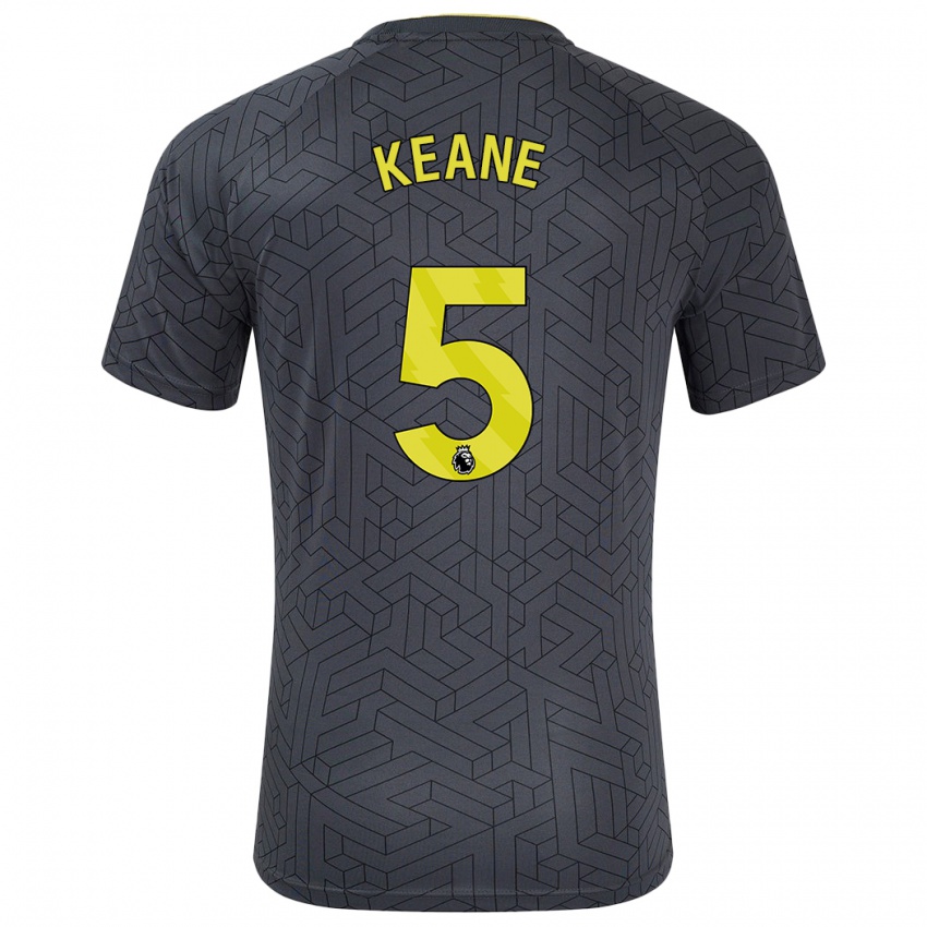 Niño Camiseta Michael Keane #5 Negro Amarillo 2ª Equipación 2024/25 La Camisa Chile