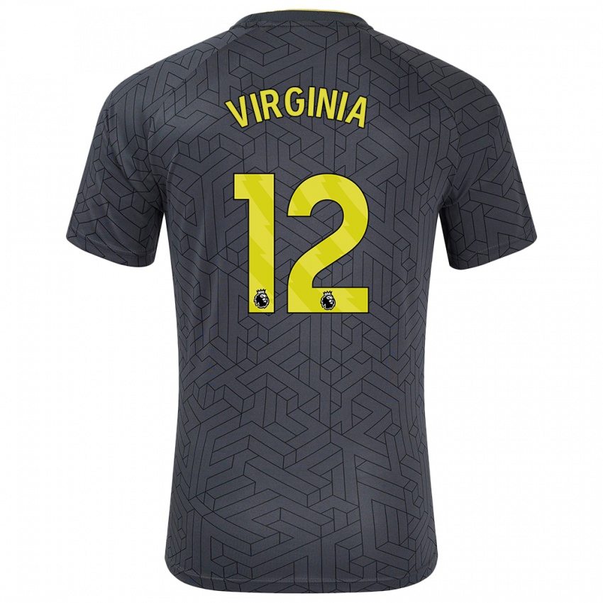 Niño Camiseta João Virgínia #12 Negro Amarillo 2ª Equipación 2024/25 La Camisa Chile