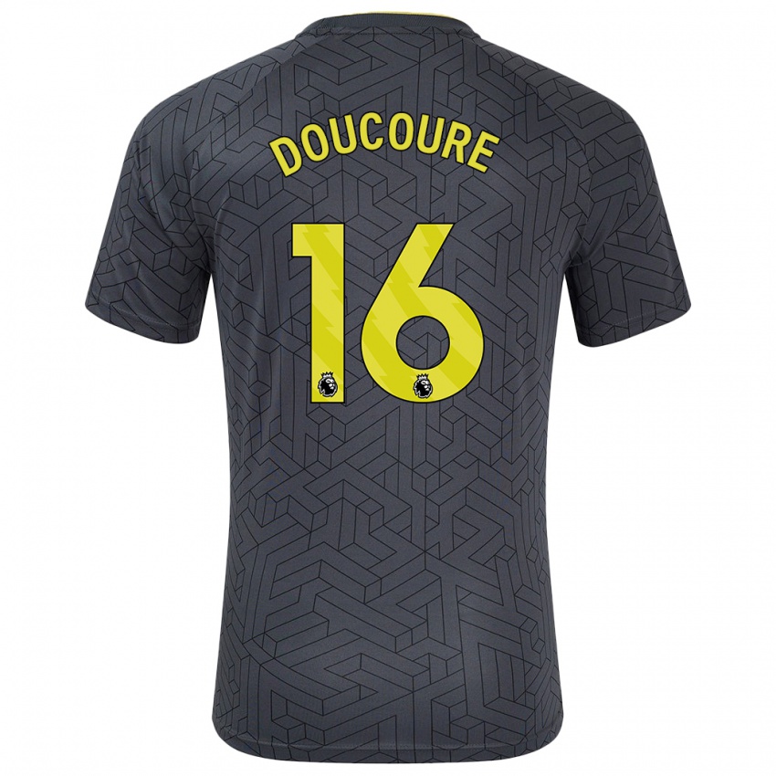 Niño Camiseta Abdoulaye Doucouré #16 Negro Amarillo 2ª Equipación 2024/25 La Camisa Chile