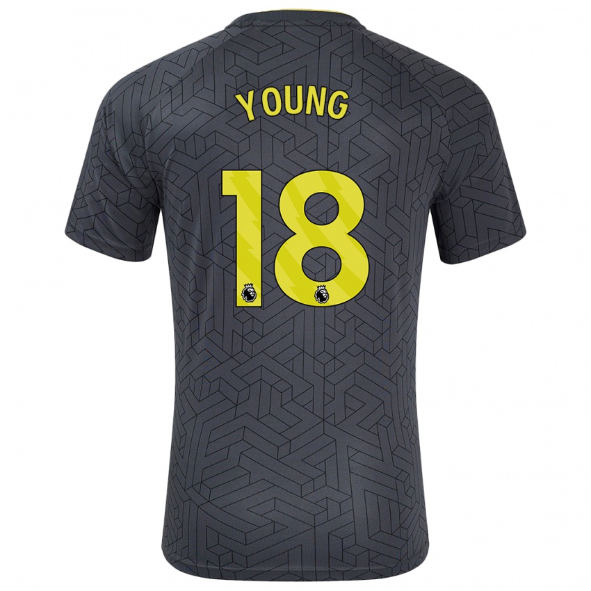 Niño Camiseta Ashley Young #18 Negro Amarillo 2ª Equipación 2024/25 La Camisa Chile