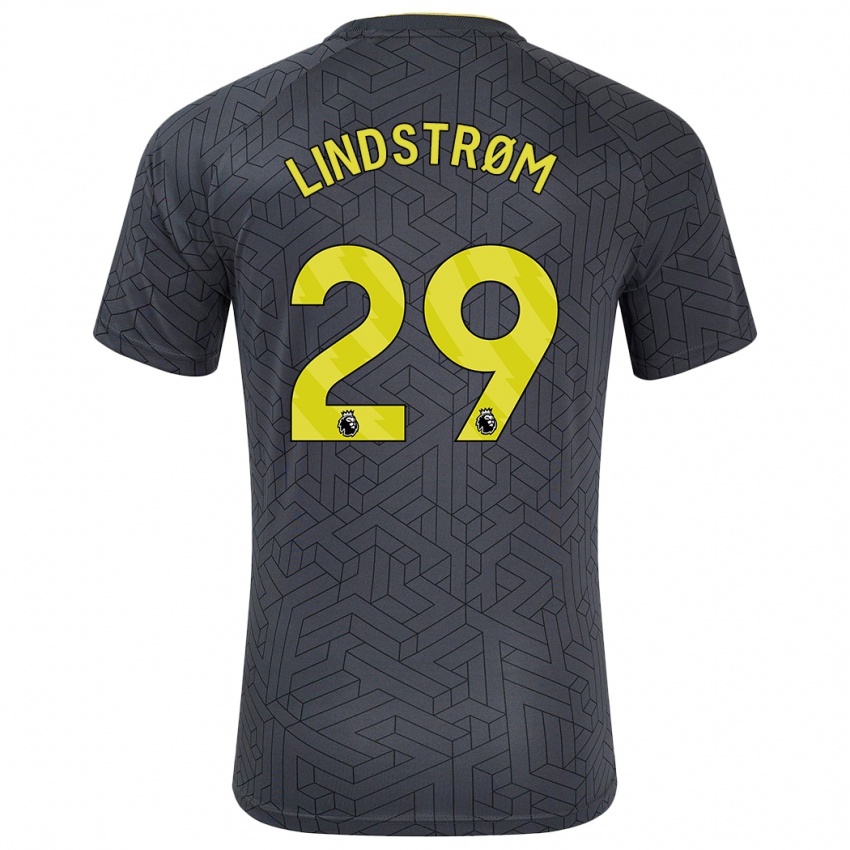 Niño Camiseta Jesper Lindstrøm #29 Negro Amarillo 2ª Equipación 2024/25 La Camisa Chile