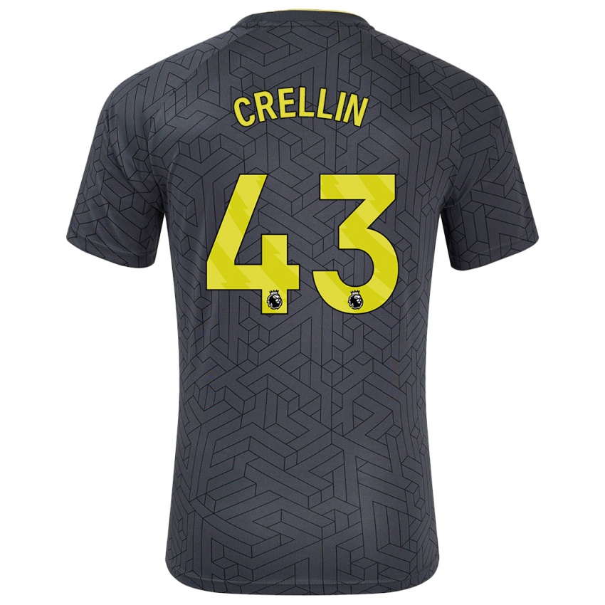 Niño Camiseta Billy Crellin #43 Negro Amarillo 2ª Equipación 2024/25 La Camisa Chile