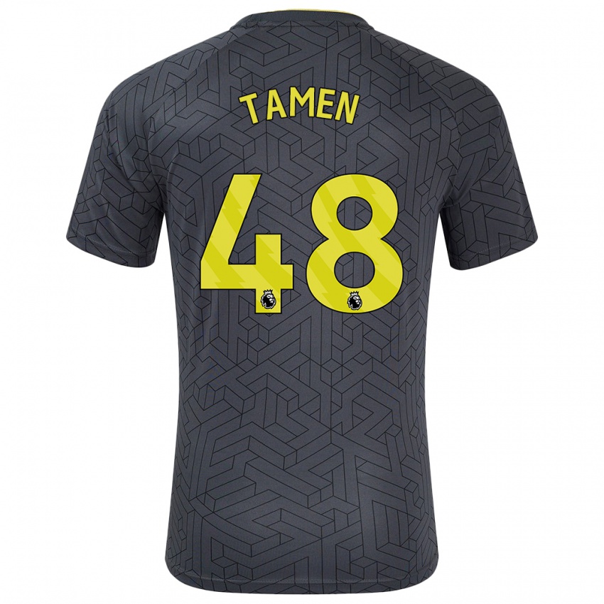 Niño Camiseta William Tamen #48 Negro Amarillo 2ª Equipación 2024/25 La Camisa Chile