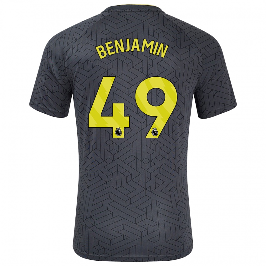 Niño Camiseta Omari Benjamin #49 Negro Amarillo 2ª Equipación 2024/25 La Camisa Chile