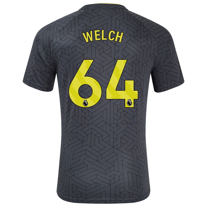 Niño Camiseta Reece Welch #64 Negro Amarillo 2ª Equipación 2024/25 La Camisa Chile