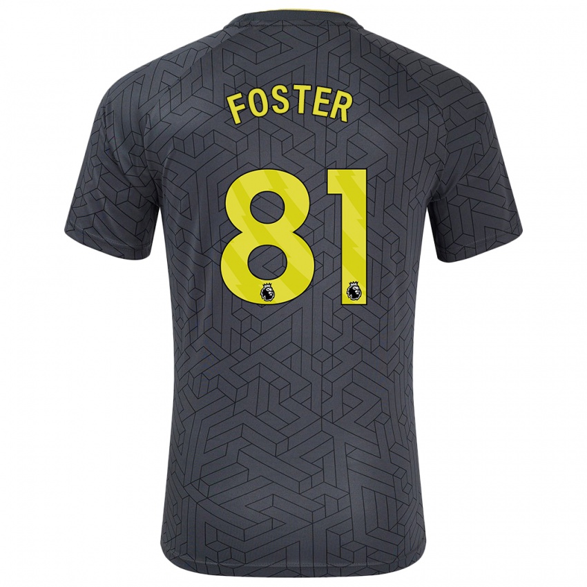 Niño Camiseta Harvey Foster #81 Negro Amarillo 2ª Equipación 2024/25 La Camisa Chile