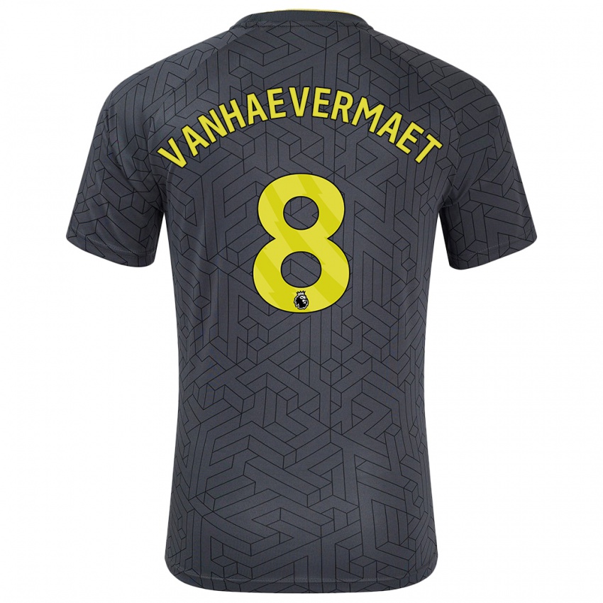 Niño Camiseta Justine Vanhaevermaet #8 Negro Amarillo 2ª Equipación 2024/25 La Camisa Chile