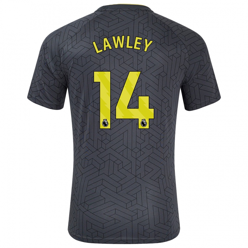 Niño Camiseta Melissa Lawley #14 Negro Amarillo 2ª Equipación 2024/25 La Camisa Chile