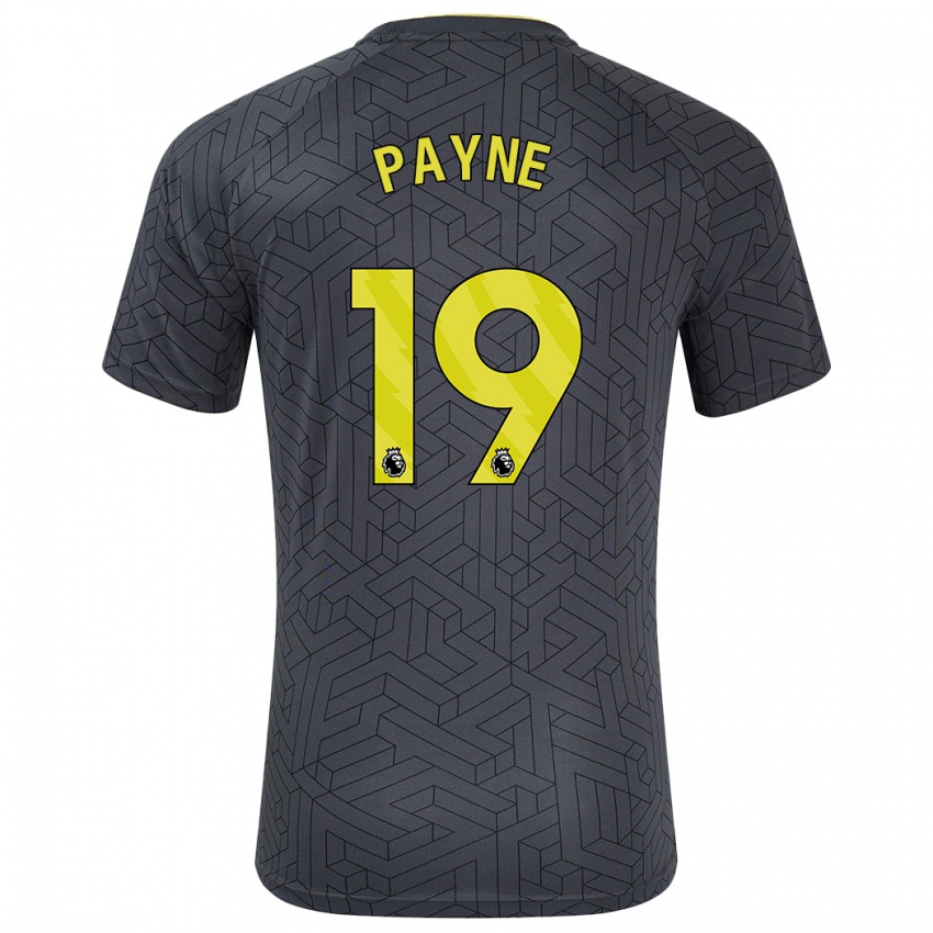 Niño Camiseta Heather Payne #19 Negro Amarillo 2ª Equipación 2024/25 La Camisa Chile