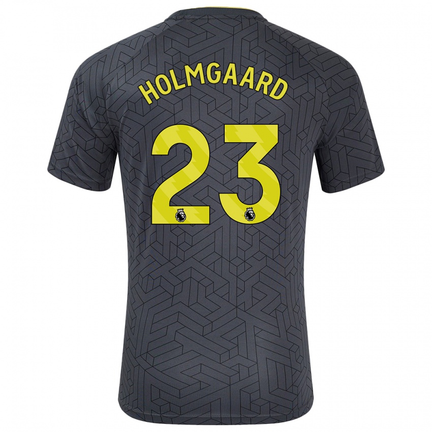 Niño Camiseta Sara Holmgaard #23 Negro Amarillo 2ª Equipación 2024/25 La Camisa Chile