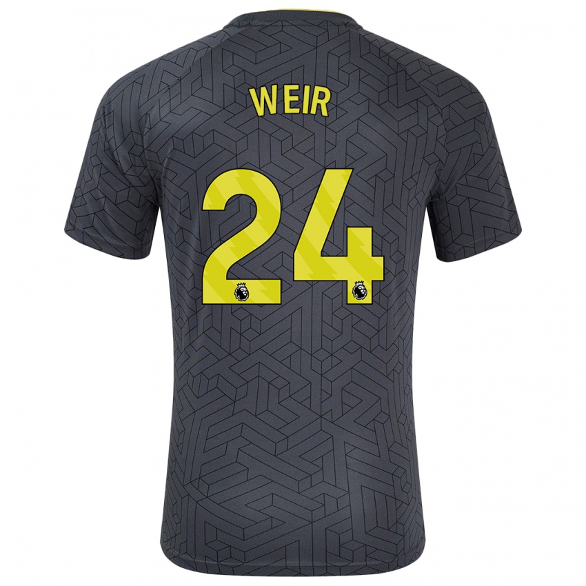 Niño Camiseta Kenzie Weir #24 Negro Amarillo 2ª Equipación 2024/25 La Camisa Chile