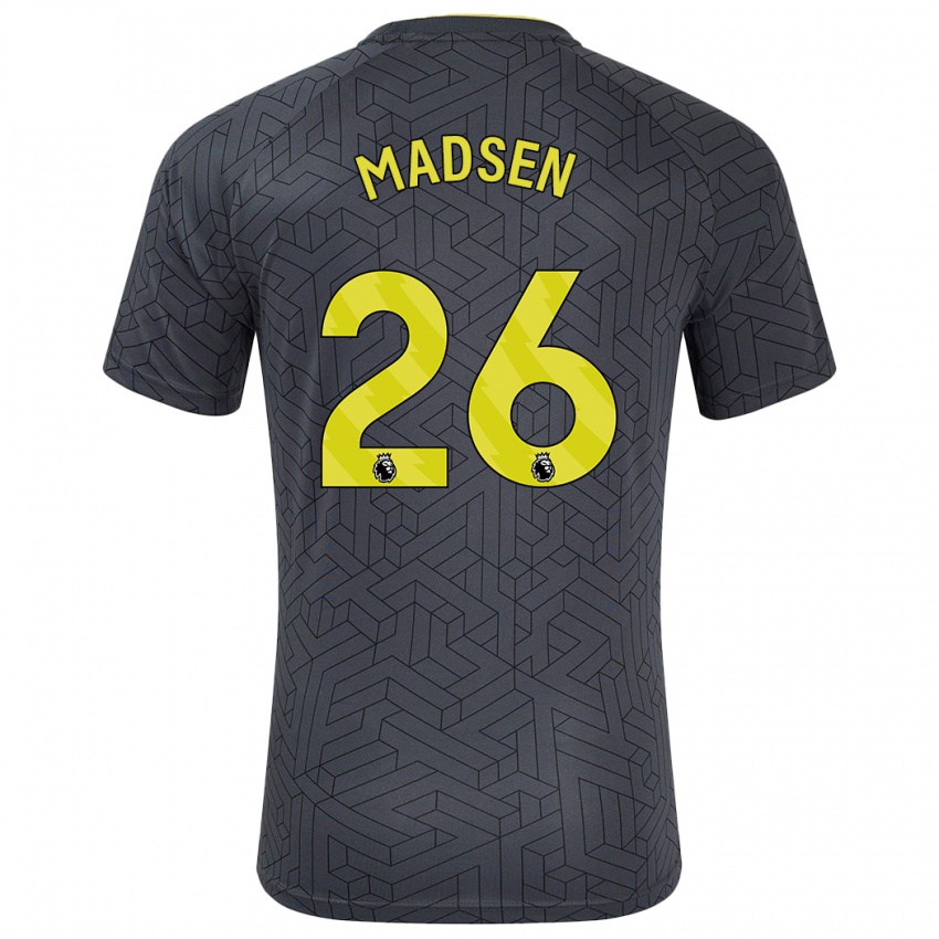 Niño Camiseta Rikke Madsen #26 Negro Amarillo 2ª Equipación 2024/25 La Camisa Chile