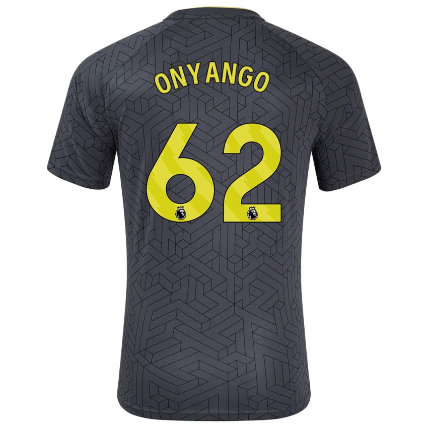 Niño Camiseta Tyler Onyango #62 Negro Amarillo 2ª Equipación 2024/25 La Camisa Chile