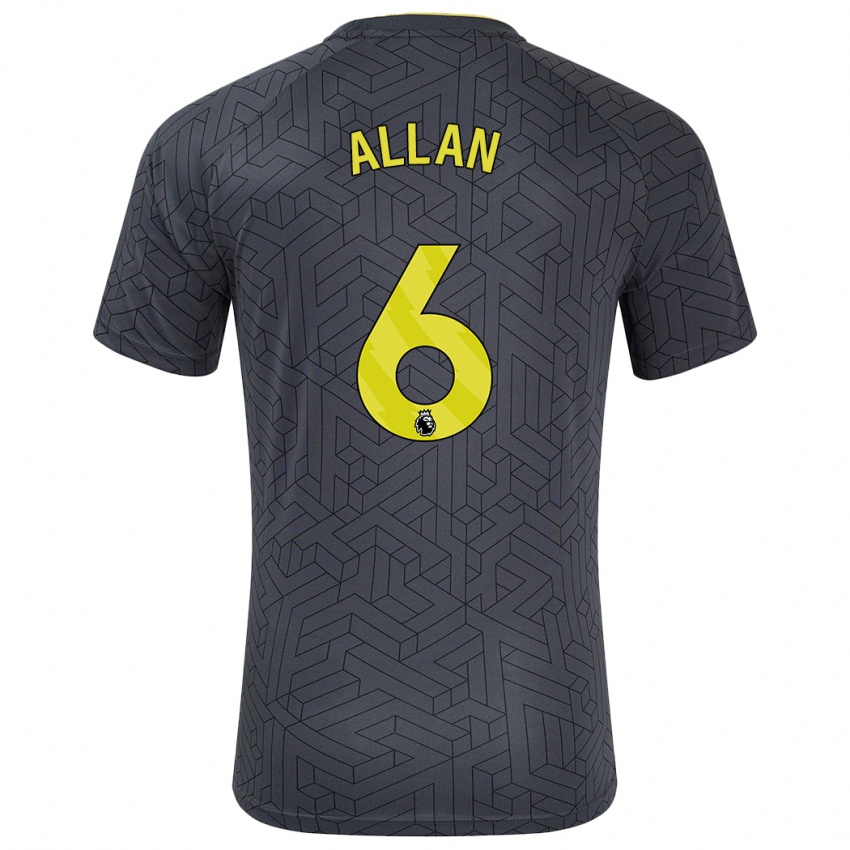 Niño Camiseta Allan #6 Negro Amarillo 2ª Equipación 2024/25 La Camisa Chile