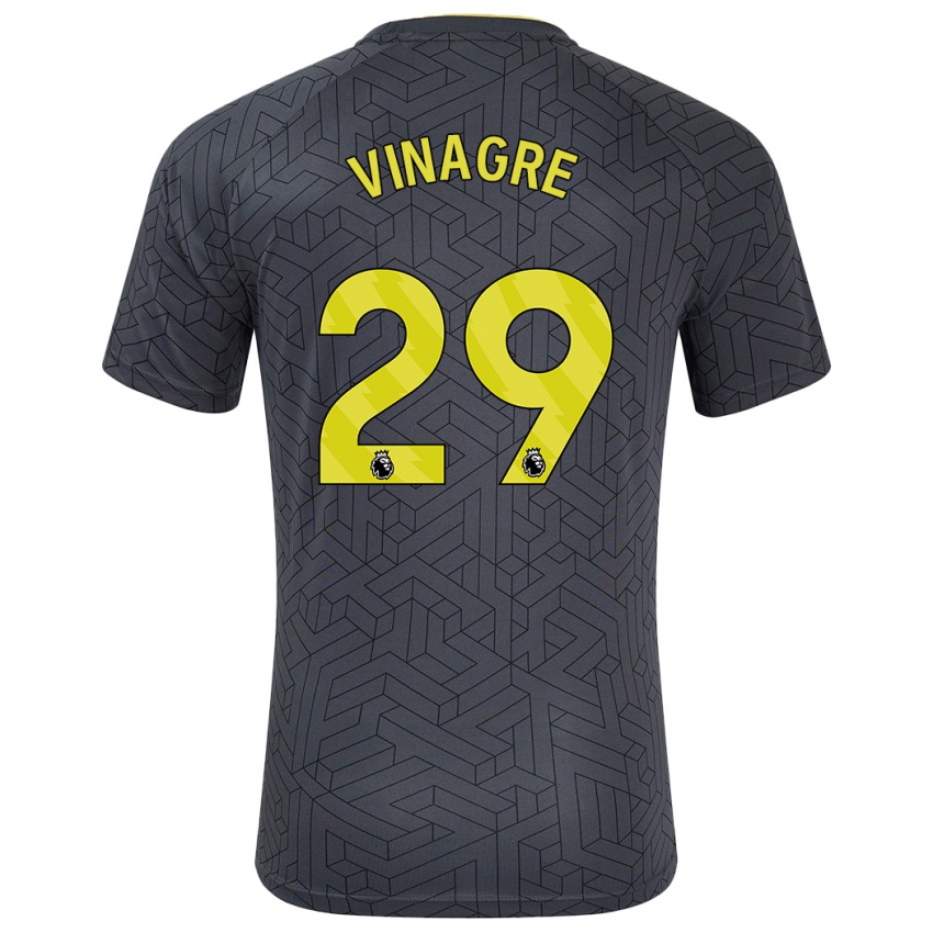 Niño Camiseta Ruben Vinagre #29 Negro Amarillo 2ª Equipación 2024/25 La Camisa Chile