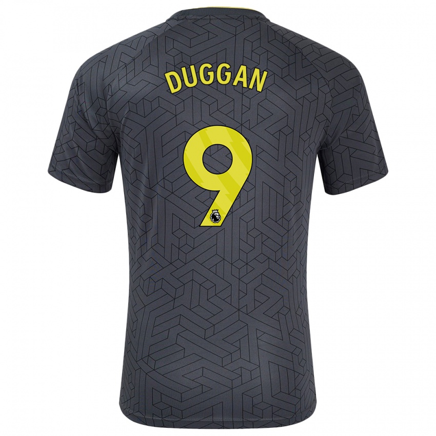 Niño Camiseta Toni Duggan #9 Negro Amarillo 2ª Equipación 2024/25 La Camisa Chile