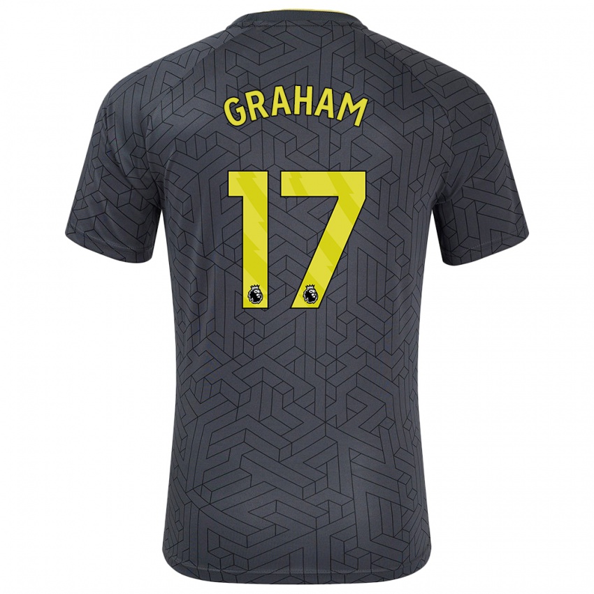 Niño Camiseta Lucy Graham #17 Negro Amarillo 2ª Equipación 2024/25 La Camisa Chile