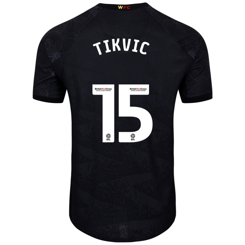 Niño Camiseta Antonio Tikvic #15 Negro Blanco 2ª Equipación 2024/25 La Camisa Chile