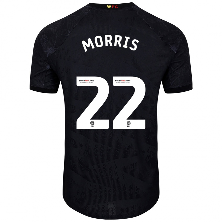 Niño Camiseta James Morris #22 Negro Blanco 2ª Equipación 2024/25 La Camisa Chile