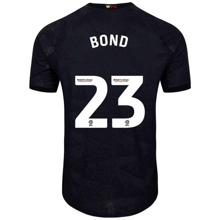 Niño Camiseta Jonathan Bond #23 Negro Blanco 2ª Equipación 2024/25 La Camisa Chile