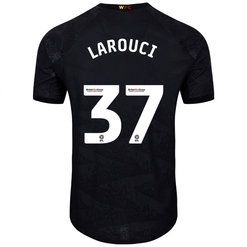 Niño Camiseta Yasser Larouci #37 Negro Blanco 2ª Equipación 2024/25 La Camisa Chile