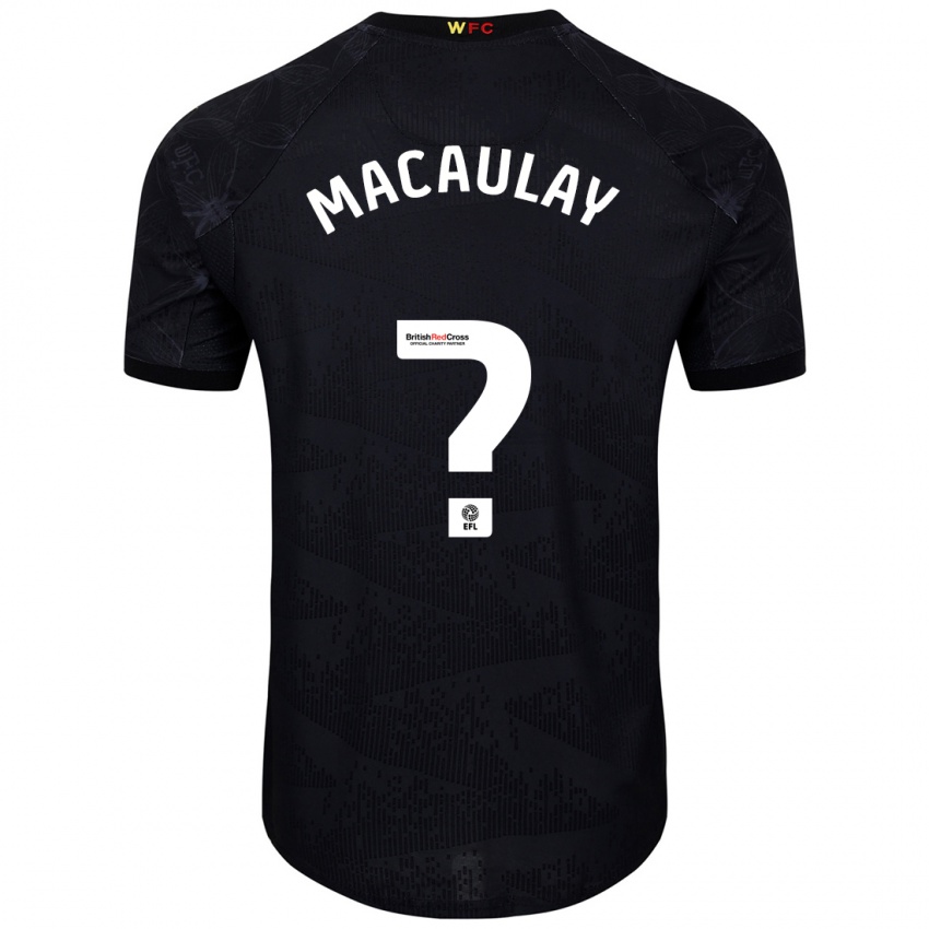 Niño Camiseta Jonathan Macaulay #0 Negro Blanco 2ª Equipación 2024/25 La Camisa Chile