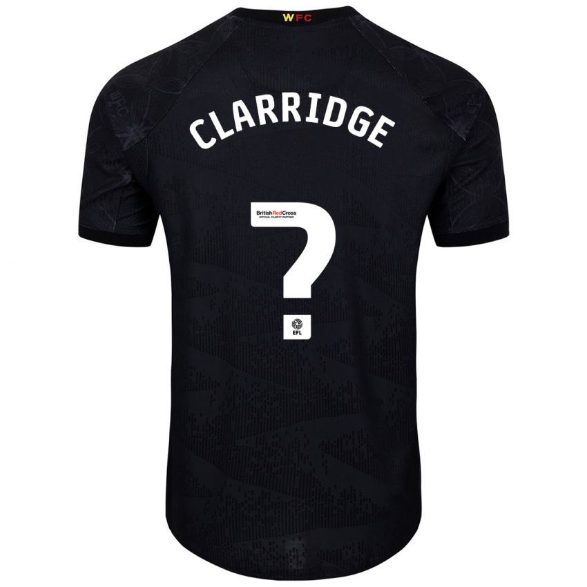 Niño Camiseta James Clarridge #0 Negro Blanco 2ª Equipación 2024/25 La Camisa Chile