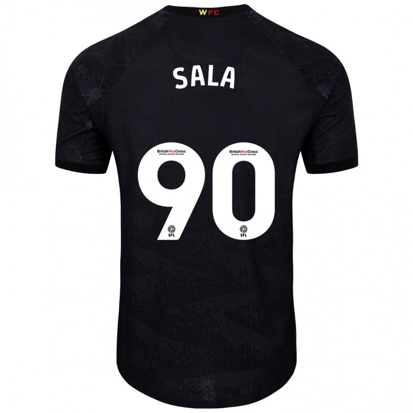 Niño Camiseta Joel Sala #90 Negro Blanco 2ª Equipación 2024/25 La Camisa Chile