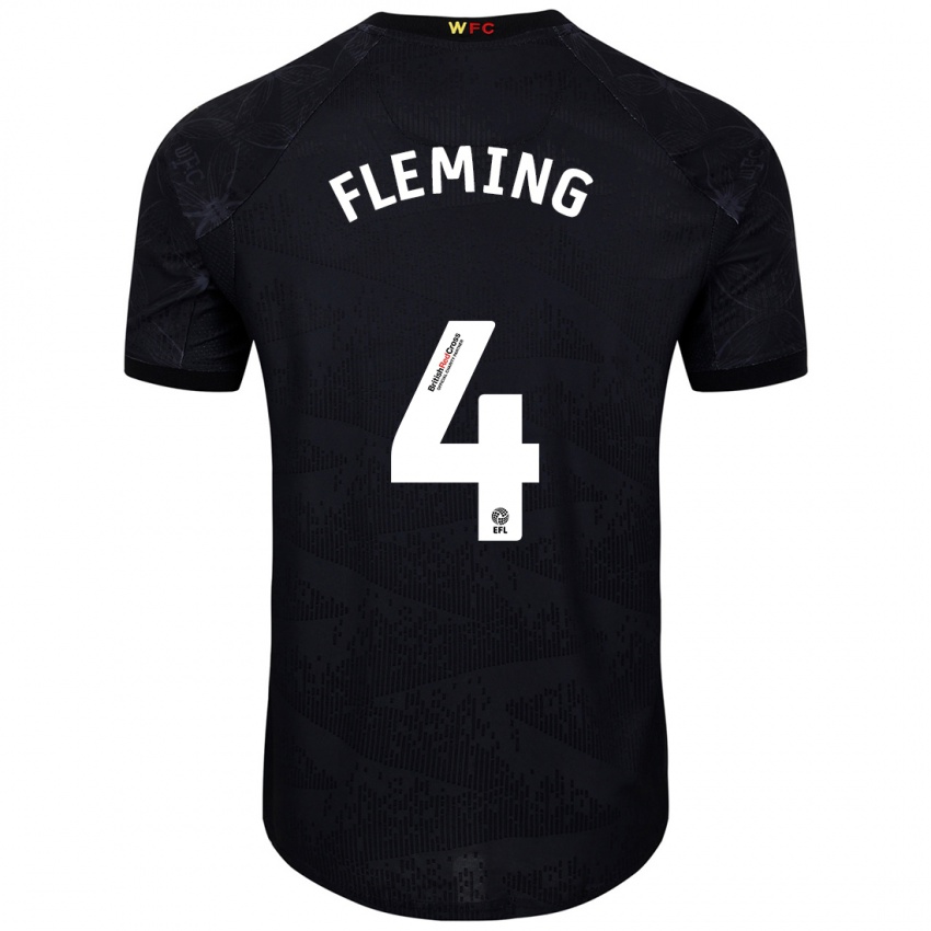 Niño Camiseta Charlotte Fleming #4 Negro Blanco 2ª Equipación 2024/25 La Camisa Chile