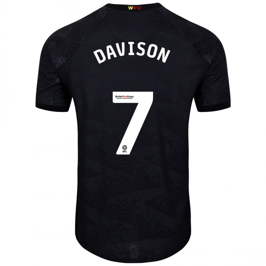 Niño Camiseta Gemma Davison #7 Negro Blanco 2ª Equipación 2024/25 La Camisa Chile