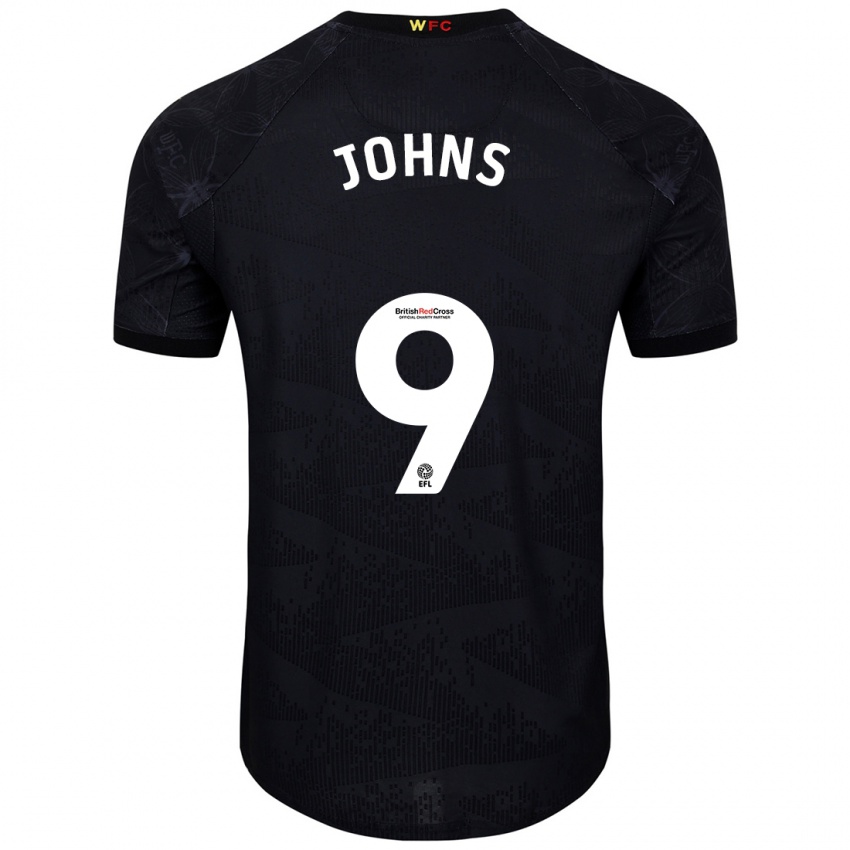 Niño Camiseta Carly Johns #9 Negro Blanco 2ª Equipación 2024/25 La Camisa Chile