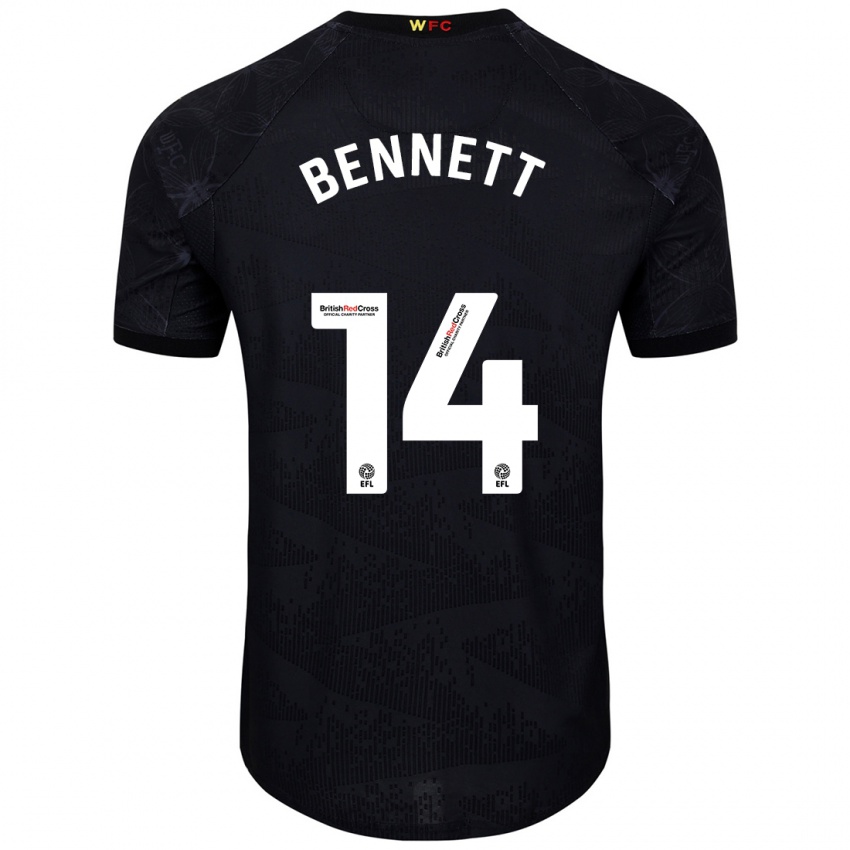 Niño Camiseta Harley Bennett #14 Negro Blanco 2ª Equipación 2024/25 La Camisa Chile