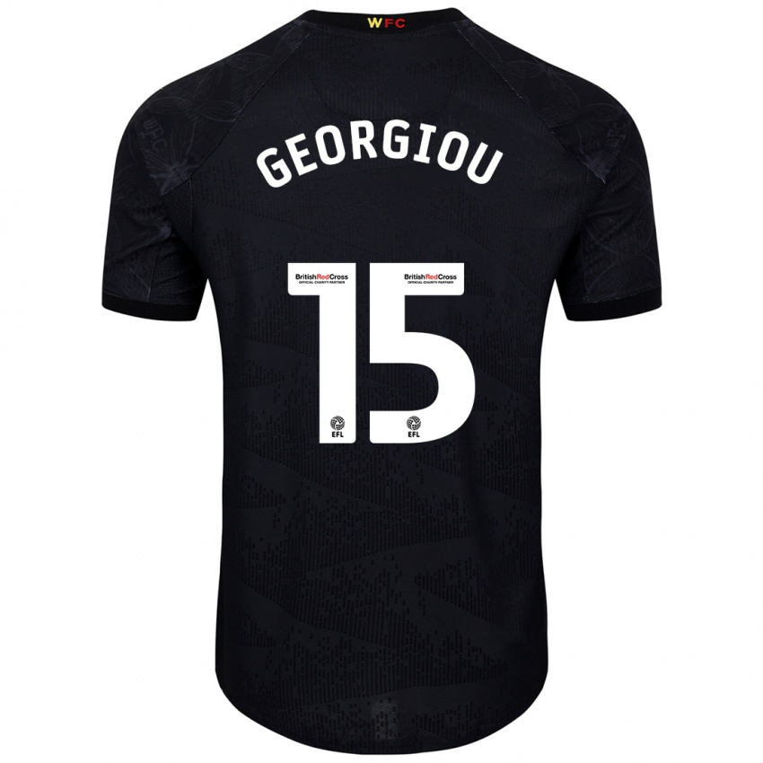 Niño Camiseta Andria Georgiou #15 Negro Blanco 2ª Equipación 2024/25 La Camisa Chile