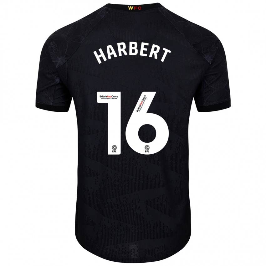 Niño Camiseta Laila Harbert #16 Negro Blanco 2ª Equipación 2024/25 La Camisa Chile