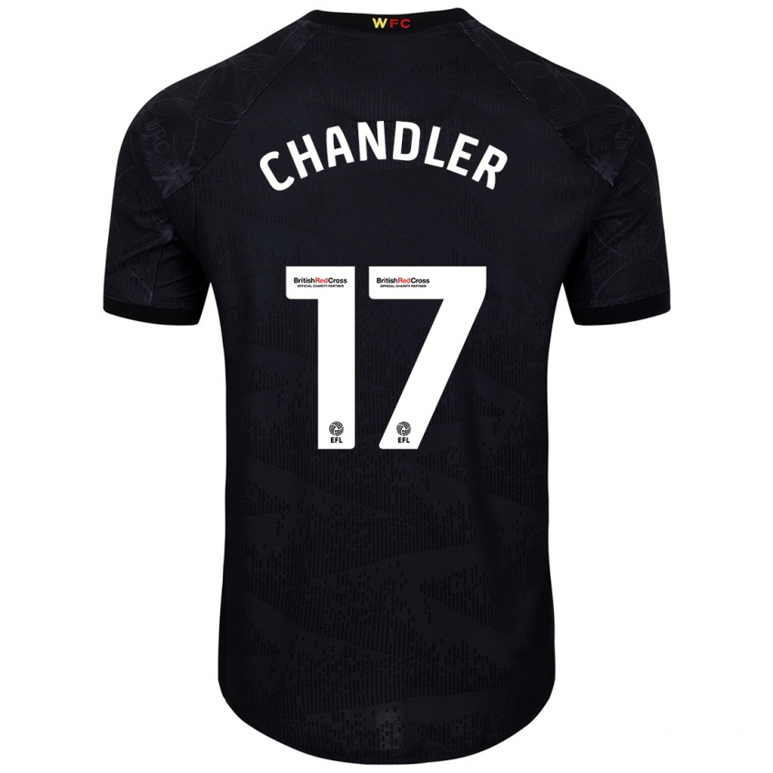 Niño Camiseta Megan Chandler #17 Negro Blanco 2ª Equipación 2024/25 La Camisa Chile