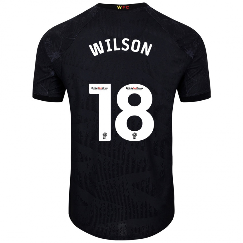 Niño Camiseta Poppy Wilson #18 Negro Blanco 2ª Equipación 2024/25 La Camisa Chile