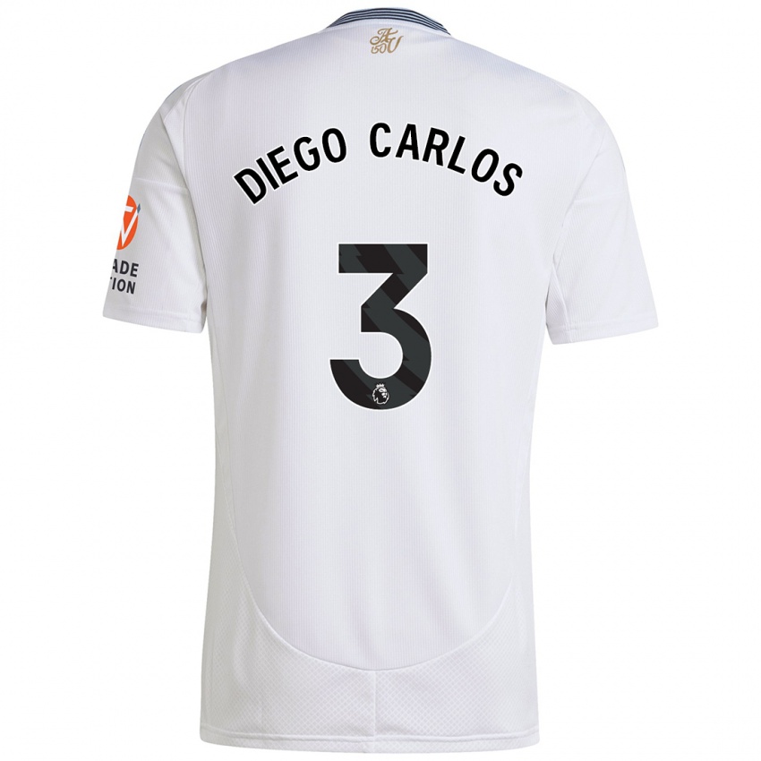 Niño Camiseta Diego Carlos #3 Blanco 2ª Equipación 2024/25 La Camisa Chile