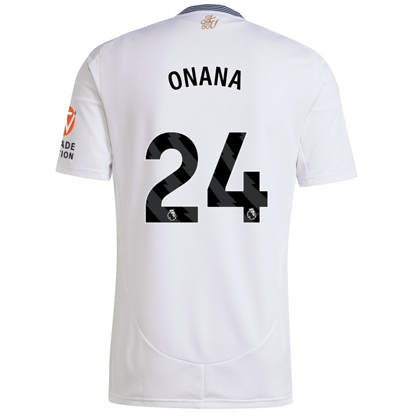 Niño Camiseta Amadou Onana #24 Blanco 2ª Equipación 2024/25 La Camisa Chile