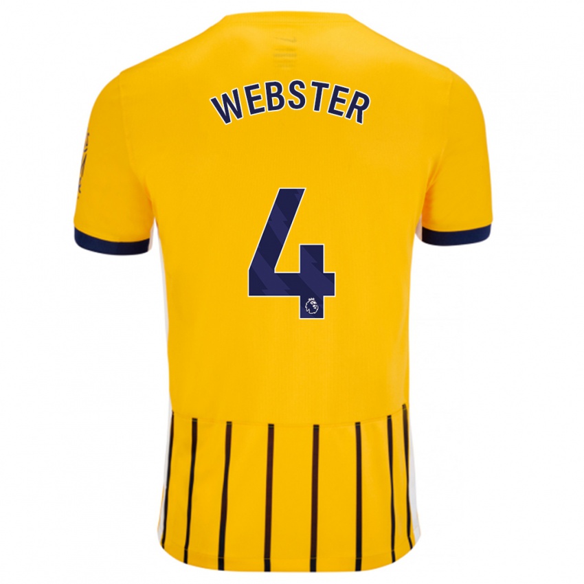 Niño Camiseta Adam Webster #4 Dorado Azul Rayas 2ª Equipación 2024/25 La Camisa Chile