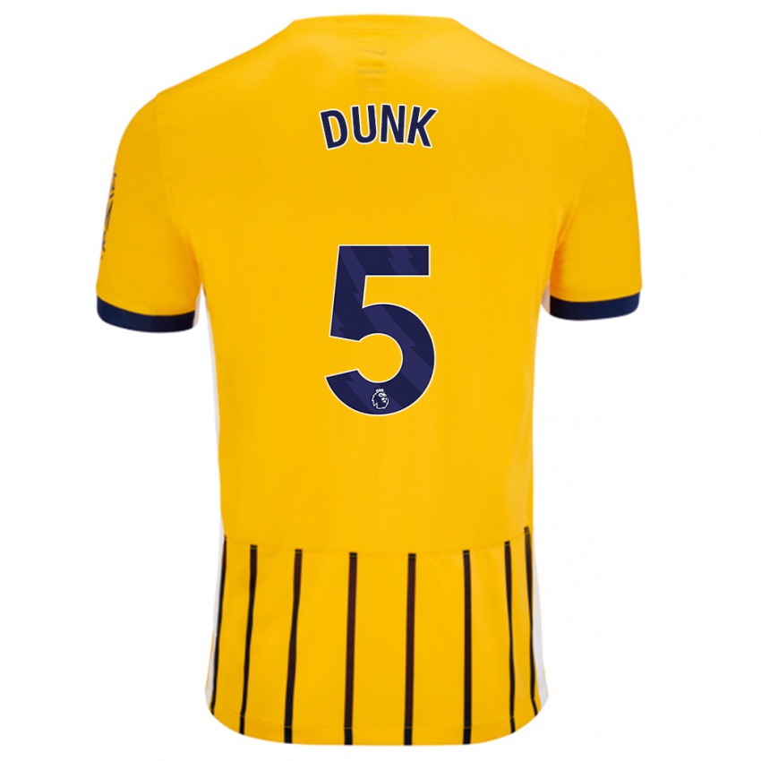 Niño Camiseta Lewis Dunk #5 Dorado Azul Rayas 2ª Equipación 2024/25 La Camisa Chile