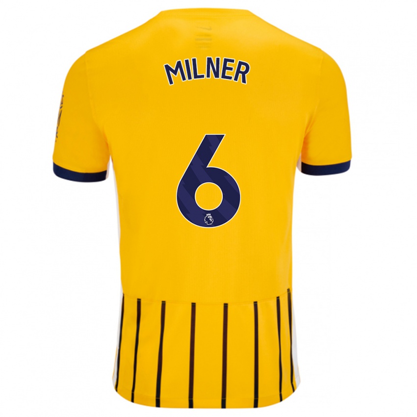 Niño Camiseta James Milner #6 Dorado Azul Rayas 2ª Equipación 2024/25 La Camisa Chile