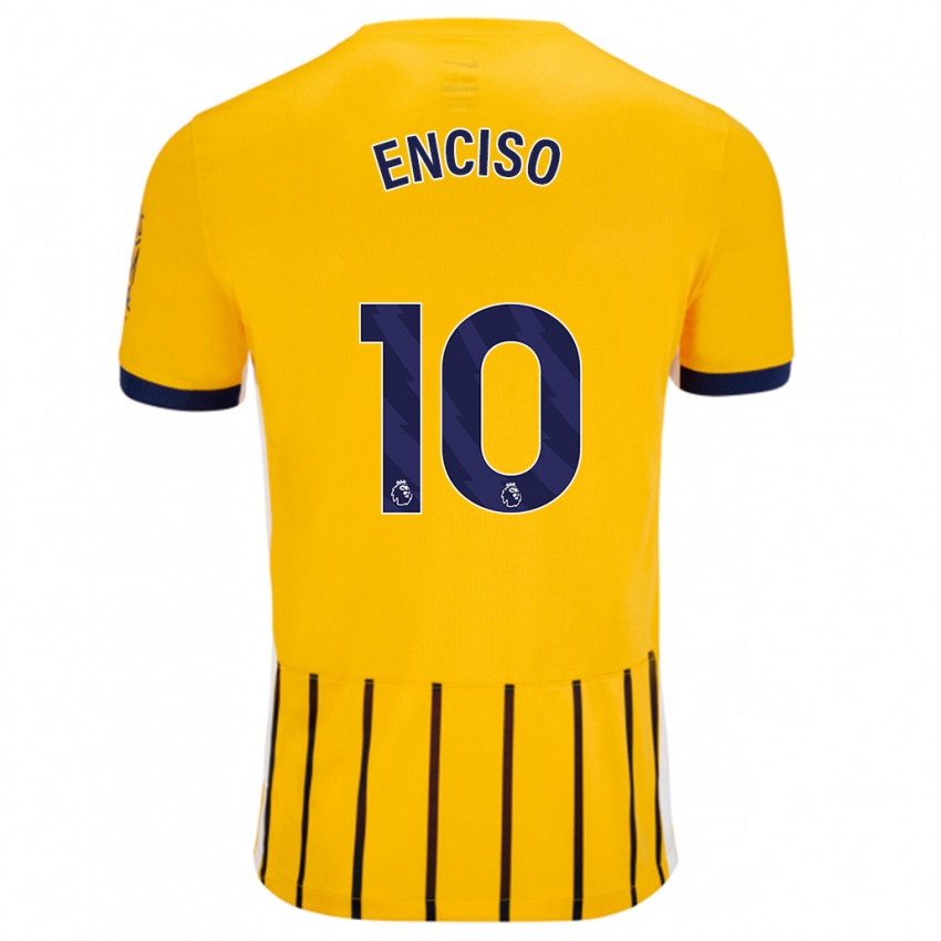 Niño Camiseta Julio Enciso #10 Dorado Azul Rayas 2ª Equipación 2024/25 La Camisa Chile