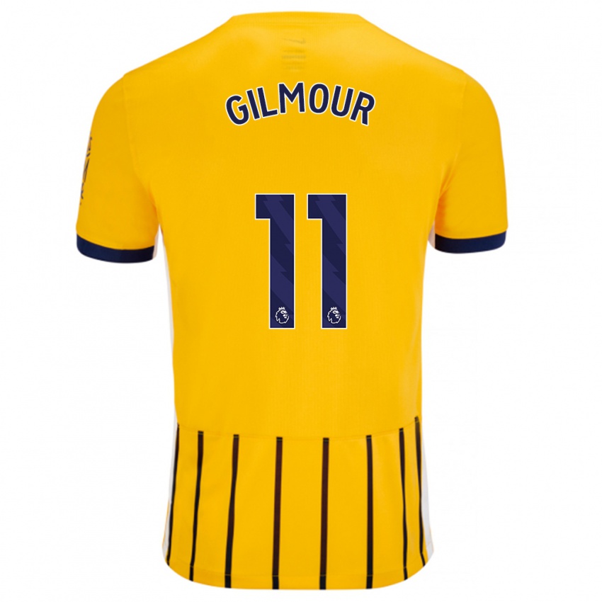 Niño Camiseta Billy Gilmour #11 Dorado Azul Rayas 2ª Equipación 2024/25 La Camisa Chile