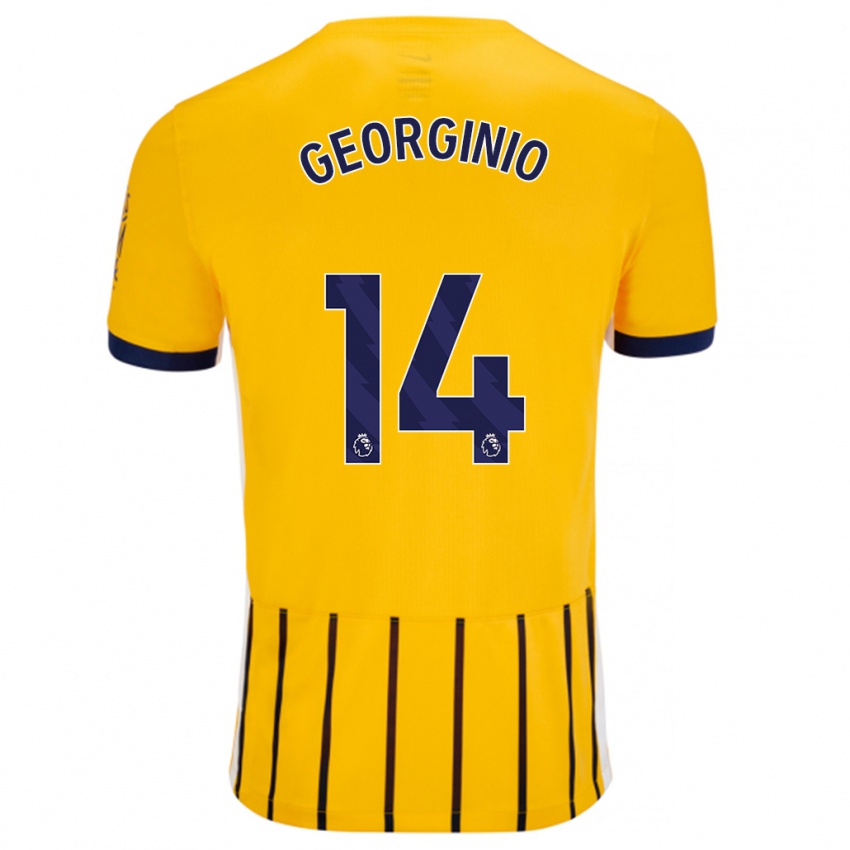 Niño Camiseta Georginio Rutter #14 Dorado Azul Rayas 2ª Equipación 2024/25 La Camisa Chile