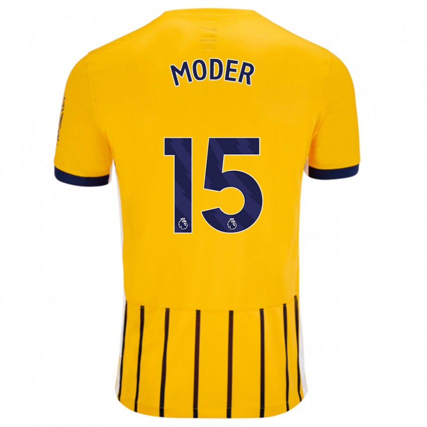 Niño Camiseta Jakub Moder #15 Dorado Azul Rayas 2ª Equipación 2024/25 La Camisa Chile